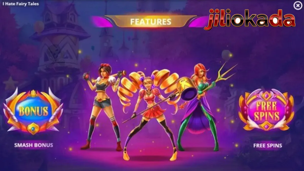 Isang visual na representasyon ng kakaibang tema ng I Hate Fairytales slot na may mga karakter na hindi tipikal sa mga fairytale.